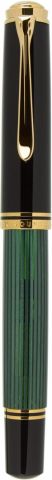 Stilou Pelikan Souverän M 1000 Green Stripe Gold Trim 18k Nib F