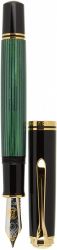 Stilou Pelikan Souverän M 1000 Green Stripe Gold Trim 18k Nib F