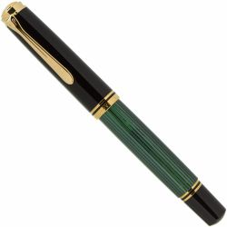 Stilou Pelikan Souverän M 1000 Green Stripe Gold Trim 18k Nib F