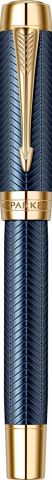 Stilou Parker Duofold Royal Centennial Prestige Blue Chevron Gold Trim 18k Nib M