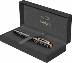 Stilou Parker Duofold Royal Centennial LE 100th Anniversary Black Gold Trim 18k Nib F