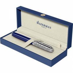 Stilou Waterman Exception DeLuxe Dark Blue Wave Paladiu Trim 18k Nib F