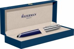 Stilou Waterman Carene DeLuxe Dark Blue Wave Nichel Paladiu Trim 18k Nib M