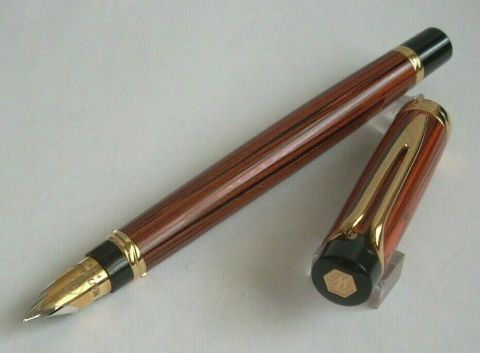 Stilou Waterman Liason Brown Black Gold Trim 18k Nib M