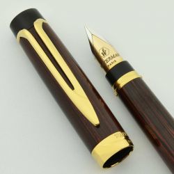 Stilou Waterman Liason Brown Black Gold Trim 18k Nib M