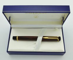 Stilou Waterman Liason Brown Black Gold Trim 18k Nib M