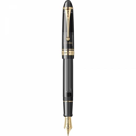 Stilou Pilot Custom 823 Transparent Black Gold Trim 14K Nib M