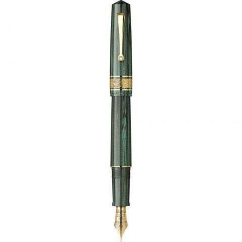 Stilou Leonardo Momento Zero Grande Masterpiece Ebonite Green Gold Trim 14k Nib F