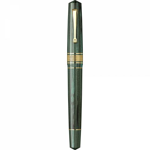 Stilou Leonardo Momento Zero Grande Masterpiece Ebonite Green Gold Trim 14k Nib F