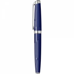 Stilou Caran D'Ache Leman Bleu Marin Silver Rhodiu Trim 18k Nib F