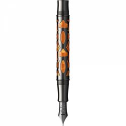 Stilou Conklin Endura Deco Crest Orange Gun Metal Trim Steel Nib M