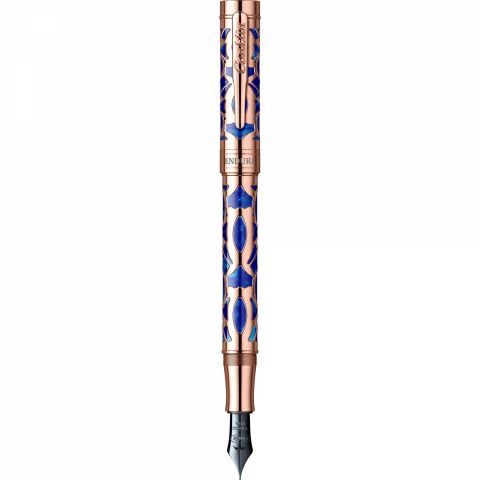 Stilou Conklin Endura Deco Crest Blue Pink Gold Trim Steel Nib M