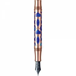 Stilou Conklin Endura Deco Crest Blue Pink Gold Trim Steel Nib M