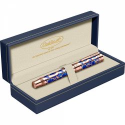 Stilou Conklin Endura Deco Crest Blue Pink Gold Trim Steel Nib M